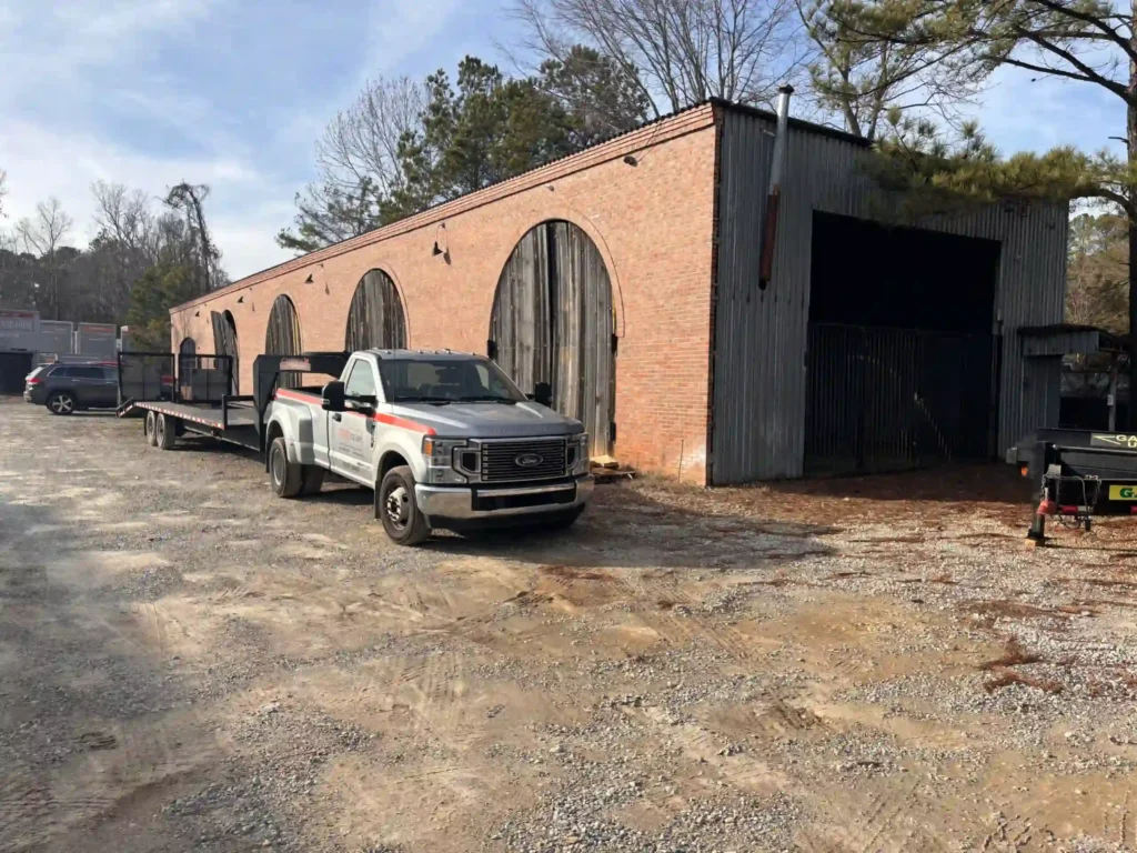 secure outdoor RV and boat storage lot near East Cobb with gated access and gravel parking